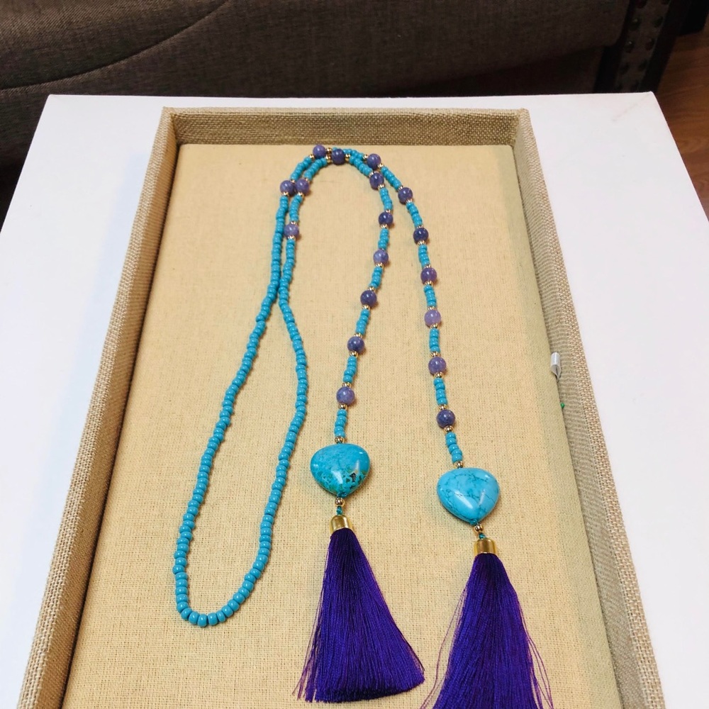 Turquoise & Amathysts Long Tassel